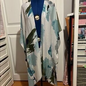 Abstract Blue and Green Kimono
